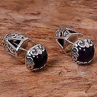 Amethyst button earrings,