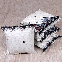 Cotton cushion covers Butterfly Serenity set of 4 Indonesia