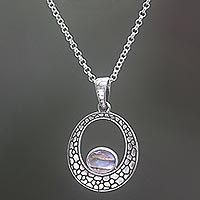 Labradorite pendant necklace, 'Stone of Love' - Sterling Silver Labradorite Pendant Necklace from Indonesia