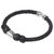 Sterling silver accent leather cuff bracelet, 'Bali Dream' - Sterling Silver Leather Cuff Bracelet in Black Indonesia (image 2c) thumbail