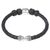Sterling silver accent leather cuff bracelet, 'Bali Dream' - Sterling Silver Leather Cuff Bracelet in Black Indonesia (image 2d) thumbail