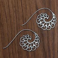 Sterling silver half-hoop earrings,