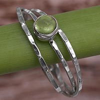 Peridot solitaire ring, 'Magical Essence in Light Green' - Peridot and Sterling Silver Solitaire Ring from Indonesia