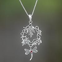 Garnet pendant necklace,