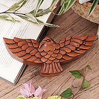 Wood puzzle box, 'Garuda Bird' - Hand Made Wood Puzzle Box of a Bird from Indonesia