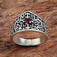 Garnet band ring, 'Red Crown'
