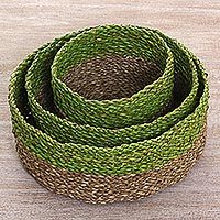 Pandan leaf nesting baskets,