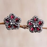 Garnet button earrings,