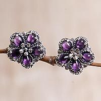 Amethyst button earrings,
