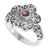 Garnet cocktail ring, 'Majestic Flower in Red' - Sterling Silver Garnet Floral Cocktail Ring from Indonesia (image 2c) thumbail