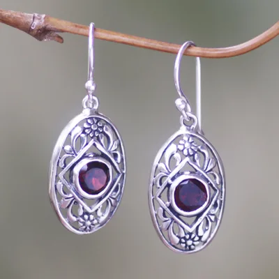 Garnet dangle earrings, Sunset Eye