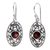 Garnet dangle earrings, 'Sunset Eye' - Flower Garnet Sterling Silver Dangle Earrings from Indonesia (image 2a) thumbail