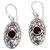 Garnet dangle earrings, 'Sunset Eye' - Flower Garnet Sterling Silver Dangle Earrings from Indonesia (image 2c) thumbail