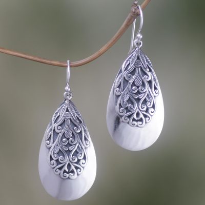 Sterling silver dangle earrings, Leafy Bliss