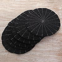 Pandan leaf placemats Tabletop Companions in Black set of 6 Indonesia