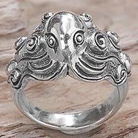 Featured review for Sterling silver cocktail ring, Octopus of the Deep
