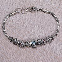 Multi-gemstone pendant bracelet,