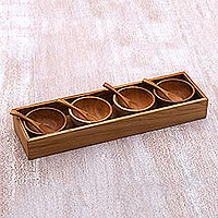 Teakwood condiment bowl set Date Night 9 pieces Indonesia