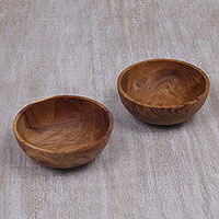 Teakwood bowls Amber Grove Pair Indonesia