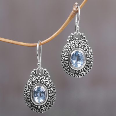 Blue topaz dangle earrings, Pale Blue Fables