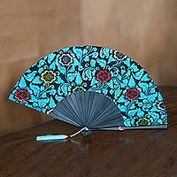 Cotton and mahogany fan,