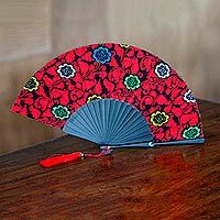 Cotton and mahogany fan,