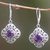Amethyst dangle earrings, 'Swirling Purple' - Amethyst and Sterling Silver Dangle Earrings from Indonesia thumbail