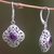 Amethyst dangle earrings, 'Swirling Purple' - Amethyst and Sterling Silver Dangle Earrings from Indonesia (image 2b) thumbail
