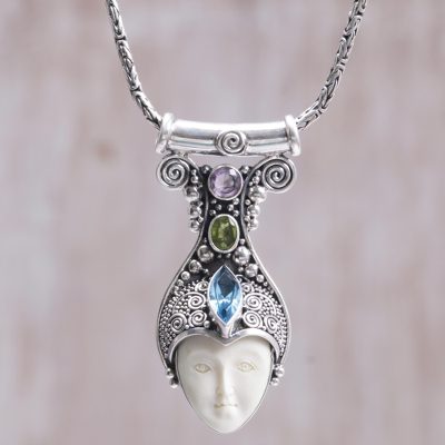 Multi-gemstone pendant necklace, Kuta Prince