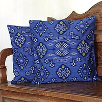 Cotton cushion covers Petal Perfection in Cornflower pair Indonesia