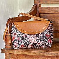 Batik leather sling bag,