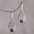 Garnet dangle earrings, 'Princess Tears in Red' - Hand Crafted Garnet and Sterling Silver Earrings from Bali thumbail