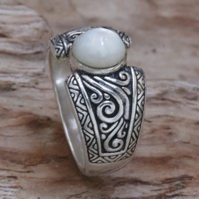 Sterling Silver and Moonstone Single Stone Ring Indonesia