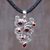 Garnet pendant necklace, 'Tropical Fern' - Sterling Silver and Garnet Pendant Necklace from Indonesia thumbail