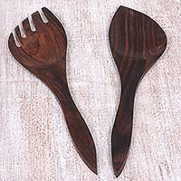 Wooden salad serving set Simple Hospitality set of 2 Indonesia