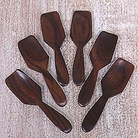 Wood condiment spoons Elegant Vibe set of 6 Indonesia