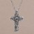 Blue topaz cross necklace, 'Amazing Believer' - Hand-Crafted Sterling Silver and Blue Topaz Cross Necklace thumbail