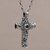 Blue topaz cross necklace, 'Amazing Believer' - Hand-Crafted Sterling Silver and Blue Topaz Cross Necklace (image 2b) thumbail
