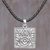 Sterling silver pendant necklace, 'Square Floral Temple' - Sterling Silver and Leather Cord Square Pendant Necklace thumbail