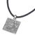 Sterling silver pendant necklace, 'Square Floral Temple' - Sterling Silver and Leather Cord Square Pendant Necklace (image 2c) thumbail