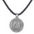 Sterling silver pendant necklace, 'Round Floral Temple' - Sterling Silver and Leather Cord Round Pendant Necklace (image 2a) thumbail