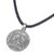 Sterling silver pendant necklace, 'Round Floral Temple' - Sterling Silver and Leather Cord Round Pendant Necklace (image 2c) thumbail