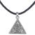 Sterling silver pendant necklace, 'Triangle Floral Temple' - Sterling Silver and Leather Cord Triangle Pendant Necklace (image 2a) thumbail