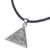 Sterling silver pendant necklace, 'Triangle Floral Temple' - Sterling Silver and Leather Cord Triangle Pendant Necklace (image 2c) thumbail