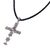 Amethyst cross necklace, 'Shining Faith' - Amethyst and Sterling Silver Cross Pendant on Leather Cord (image 2b) thumbail