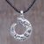 Sterling silver pendant necklace, 'Floral Arc' - Sterling Silver Balinese Pendant Necklace and Leather Cord thumbail
