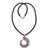 Sterling silver pendant necklace, 'Floral Arc' - Sterling Silver Balinese Pendant Necklace and Leather Cord (image 2b) thumbail