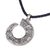 Sterling silver pendant necklace, 'Floral Arc' - Sterling Silver Balinese Pendant Necklace and Leather Cord (image 2c) thumbail