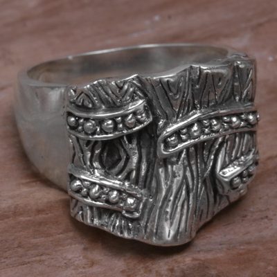 Bold Textured Sterling Silver Cocktail Ring from Indonesia