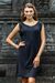 Cotton shift dress, 'Black Ocean' - 100% Cotton Black Sleeveless Shift Dress from Indonesia thumbail